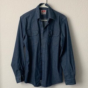 Wrangler Men's Navy Jean Button-Down Shirt
